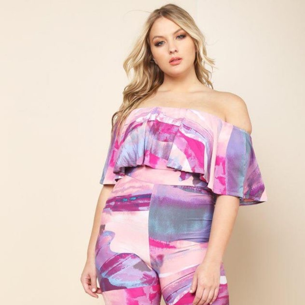 Plus Size Pastel Print Jumpsuit